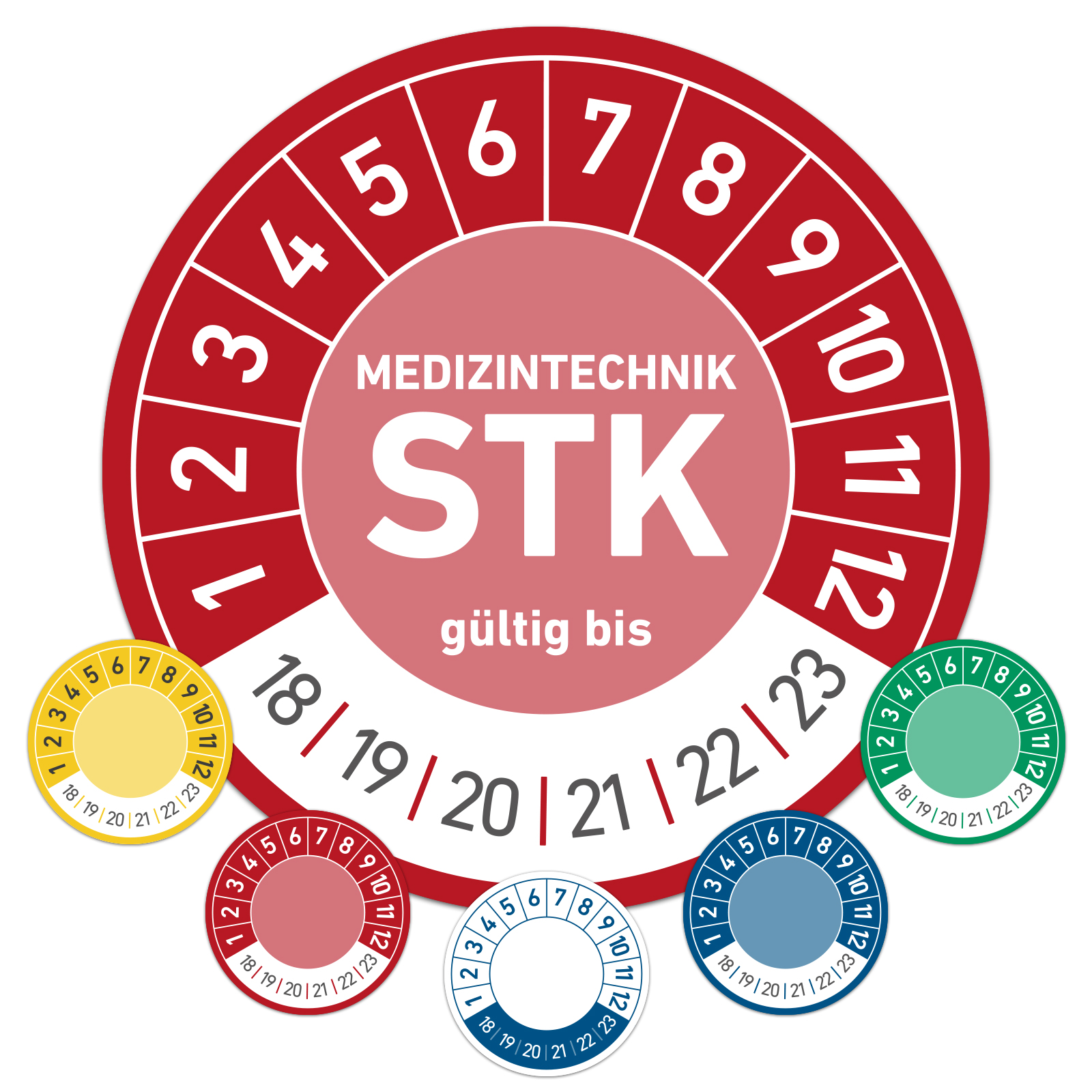 STK_rot STK Medizintechnik Prüfplakette Wartungsplakette 30mm 20mm