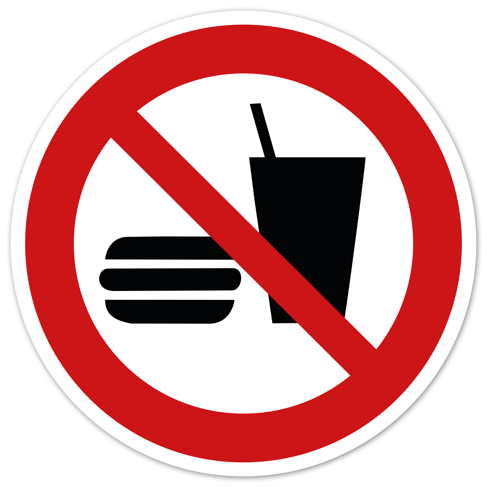 Aufkleber Essen und Trinken verboten Hinweis Verbotszeichen ISO7010 P022 SET