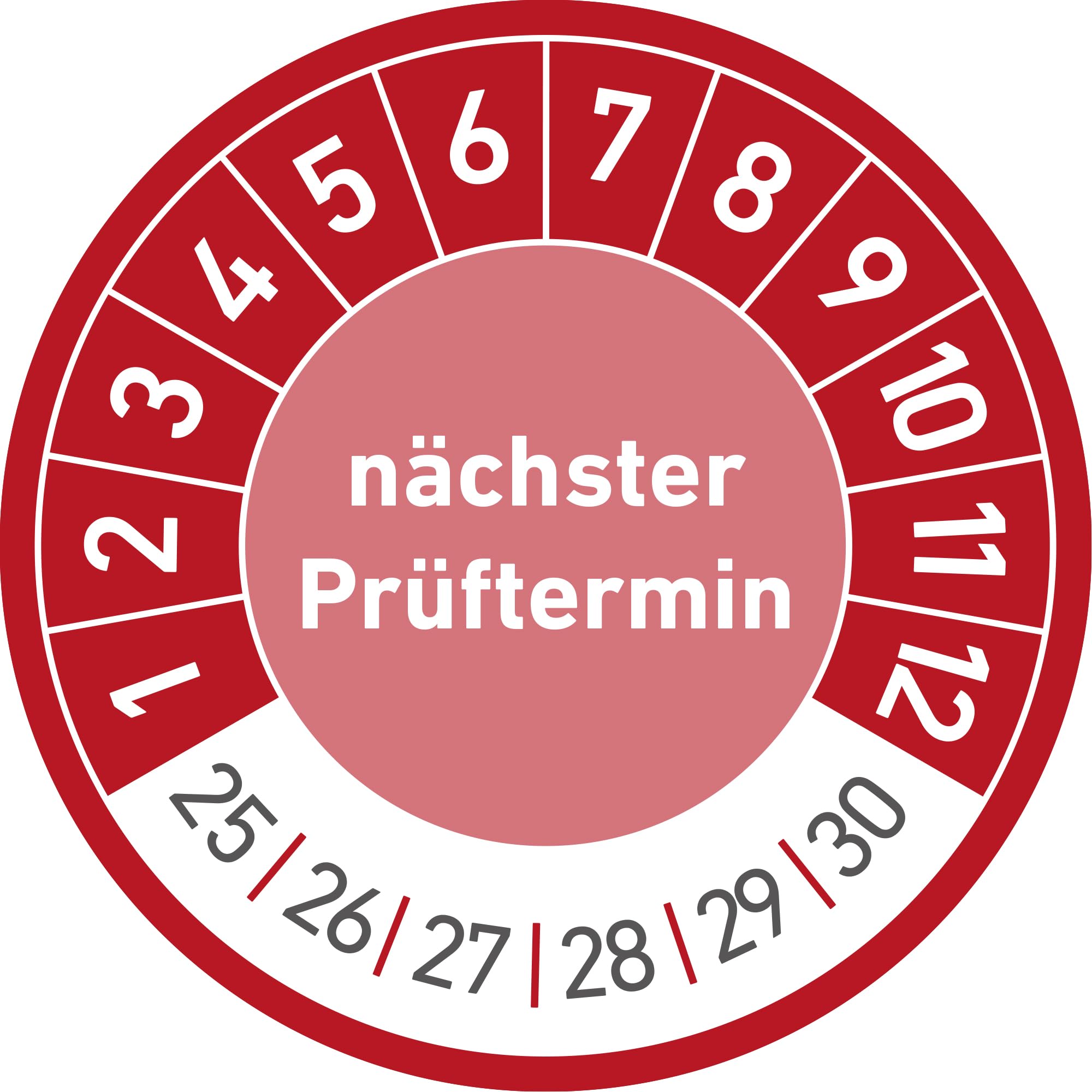 Prüfplaketten 2025–2030 – Nächster Prüftermin, 30mm Ø (gelb) | Prüfetiketten für Wartung & Sicherheit – inkl. 2 Gratis-Lochzangen (3mm Rundloch & Kerbzange)