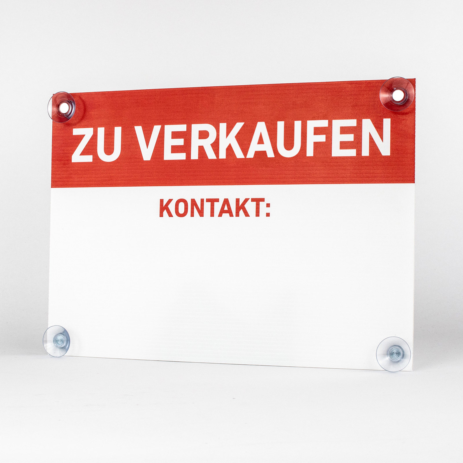 Zu Verkaufen, Schild mit 4 Saugnäpfen, 35x25cm, für Immobilienmakler
