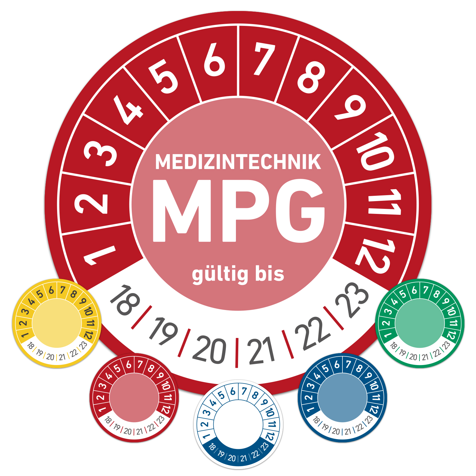 MPG_rot MPG Medizintechnik Prüfplakette Wartungsplakette 30mm 20mm