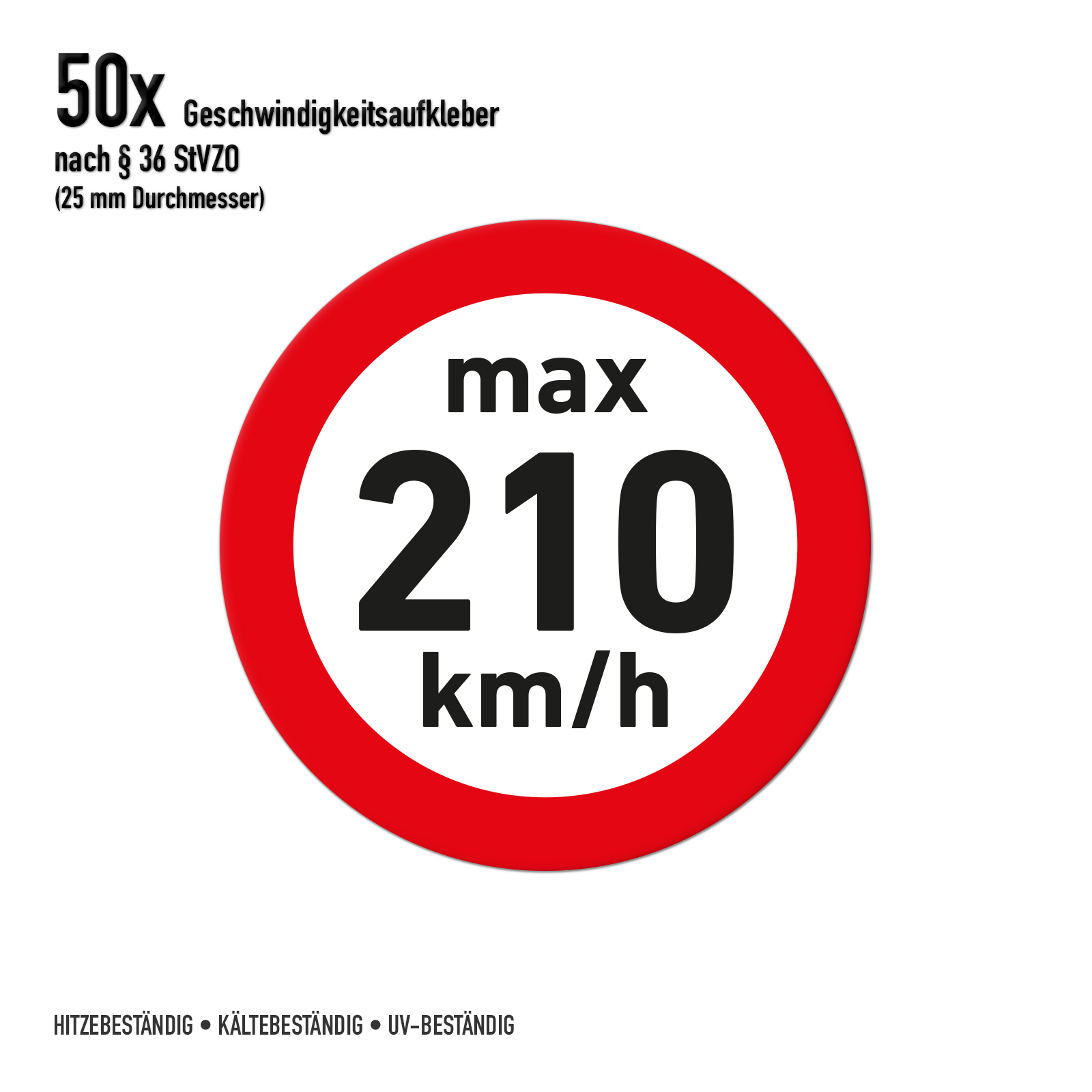 Geschwindigkeitsaufkleber Winterreifen 210 km/h