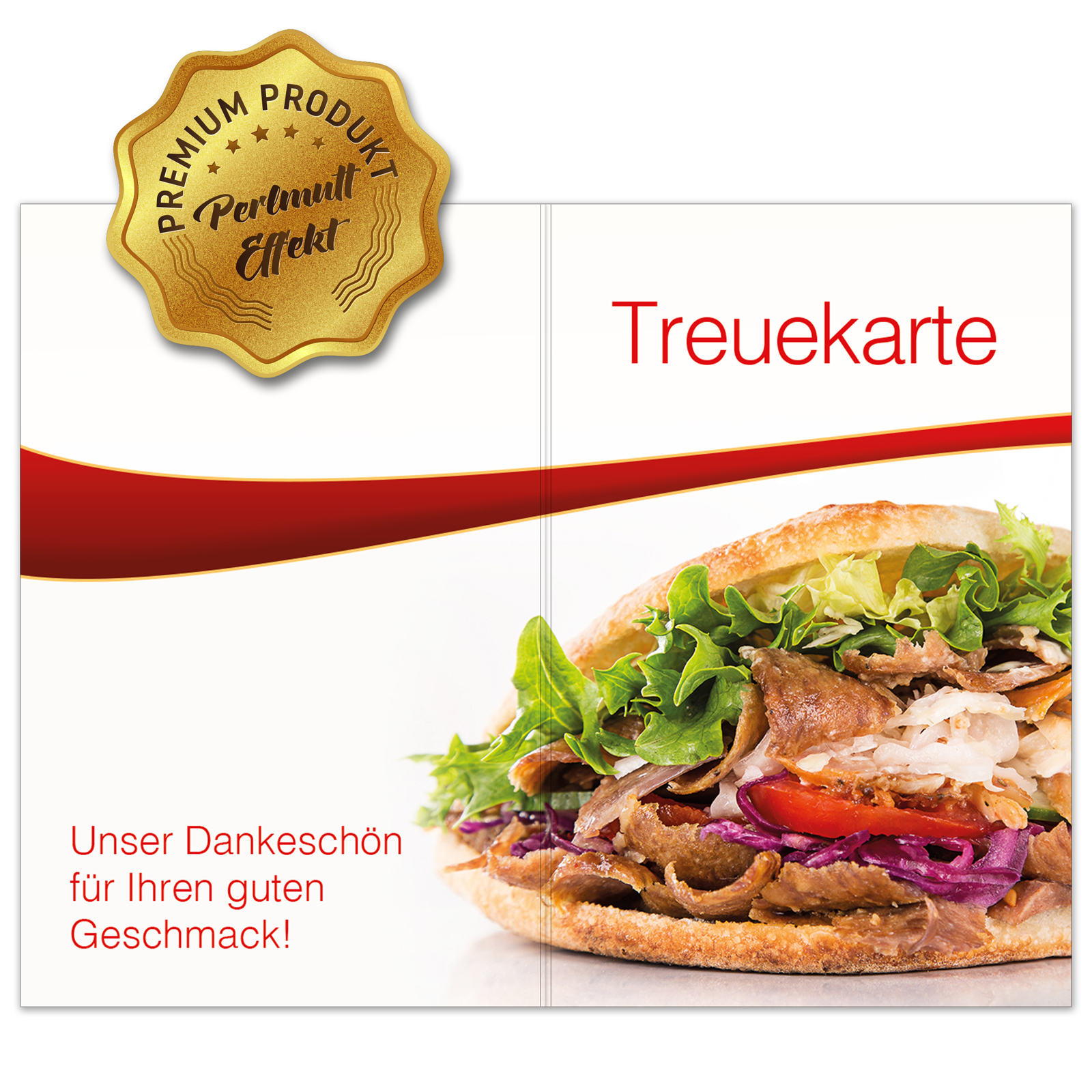 Treuekarte Bonuskarte "Döner" Klappkarte Kundenkarte Premium Perlmutt Papier