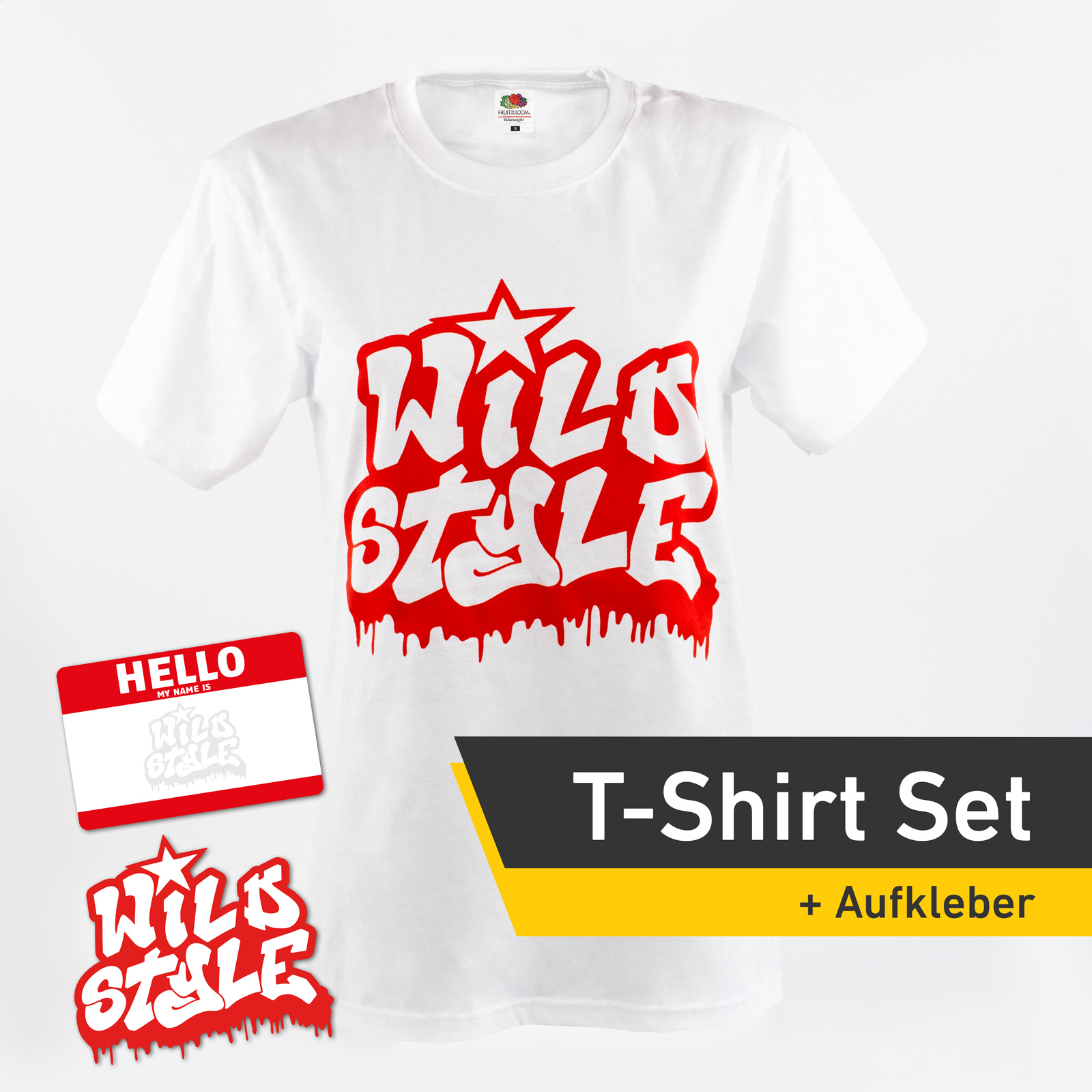 Wild Style Set T-Shirt + Aufkelber Fun Graffiti