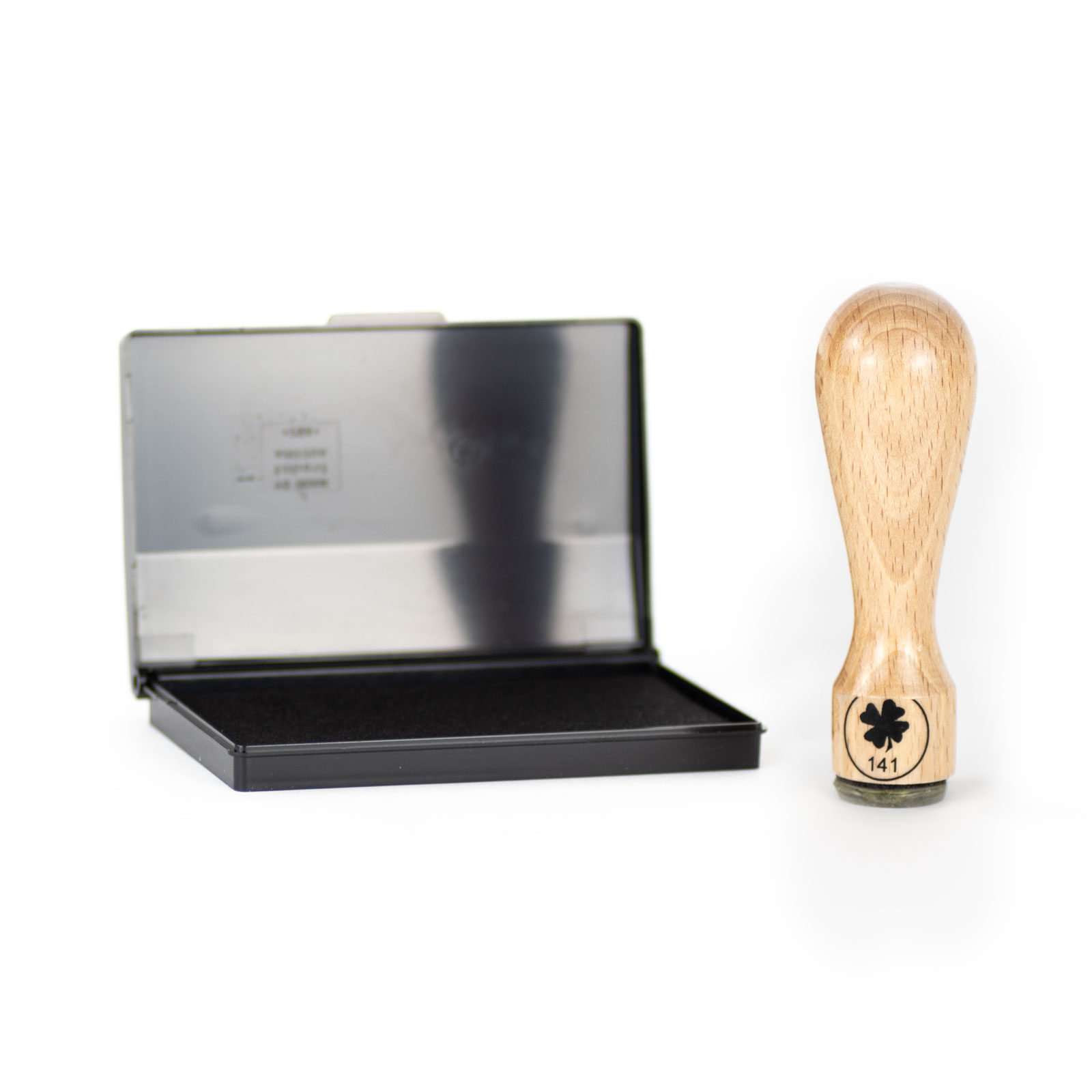 Holzstempel Motivstempel Stempel Nummer "Blatt" mit Stempelkissen