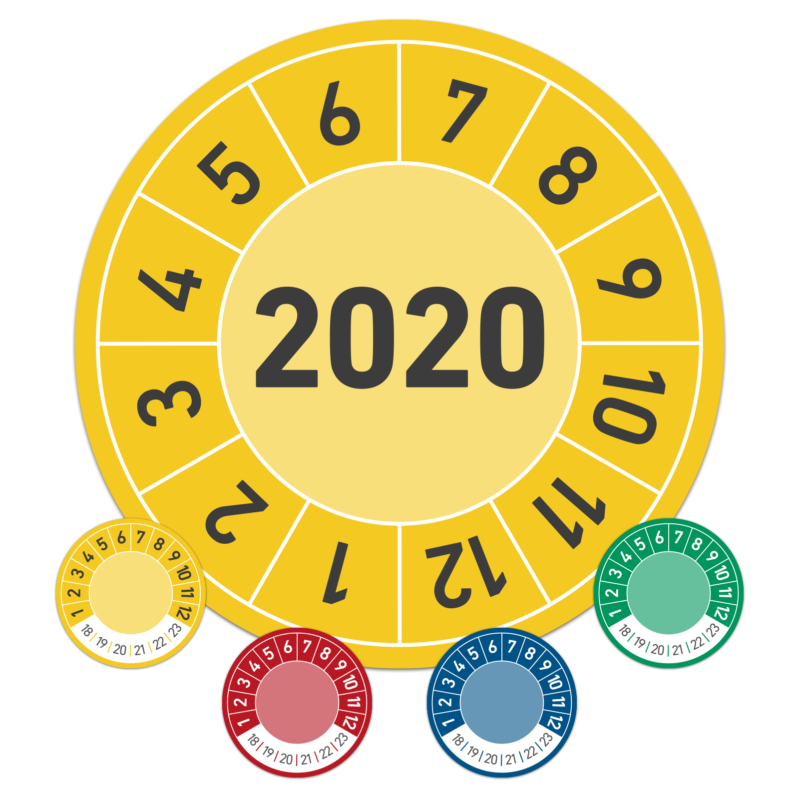 Prüftermin für das Jahr 2020 Jahresprüfplakette Wartungsplakette