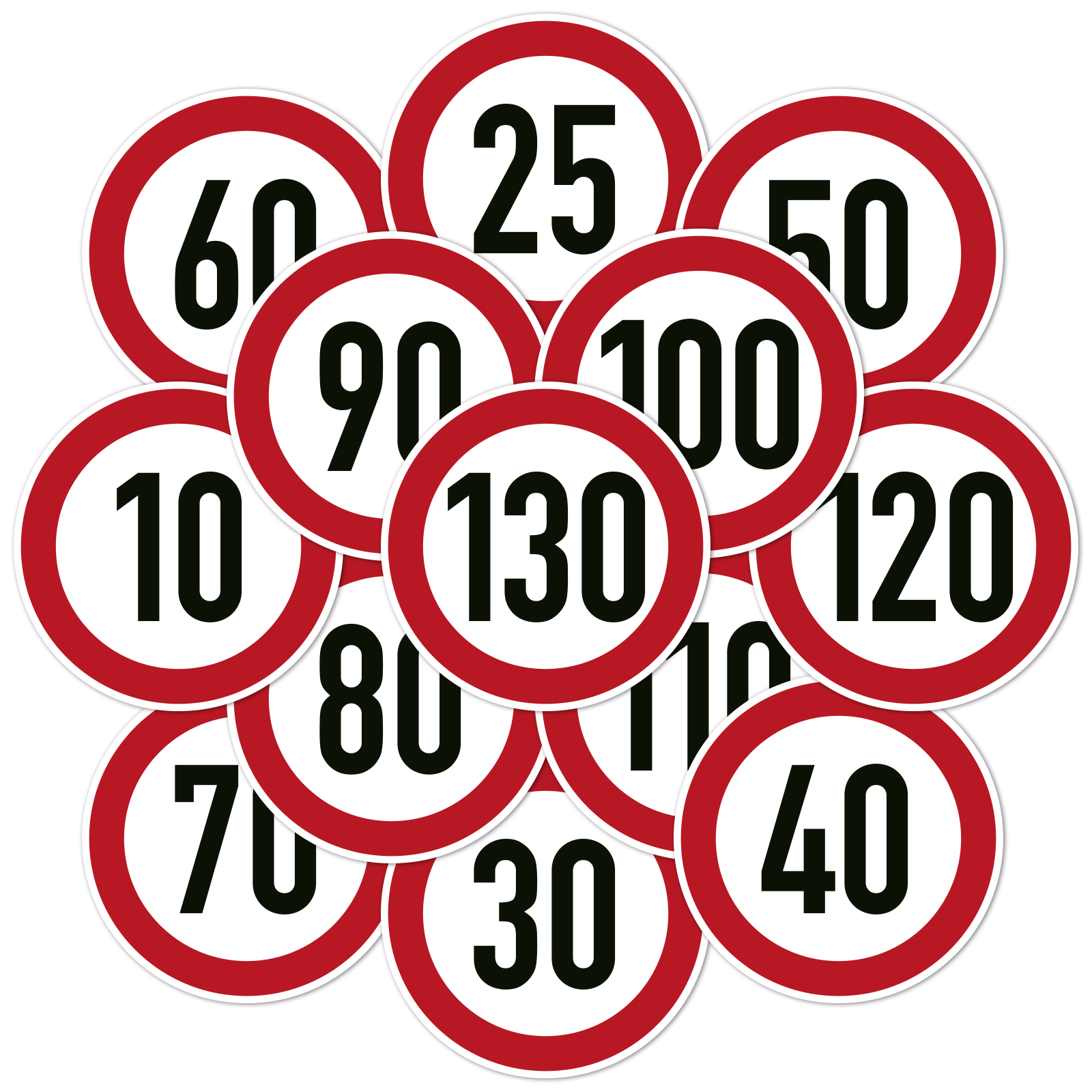 Verkehrszeichenaufkleber - Zulässige Höchstgeschwindigkeit