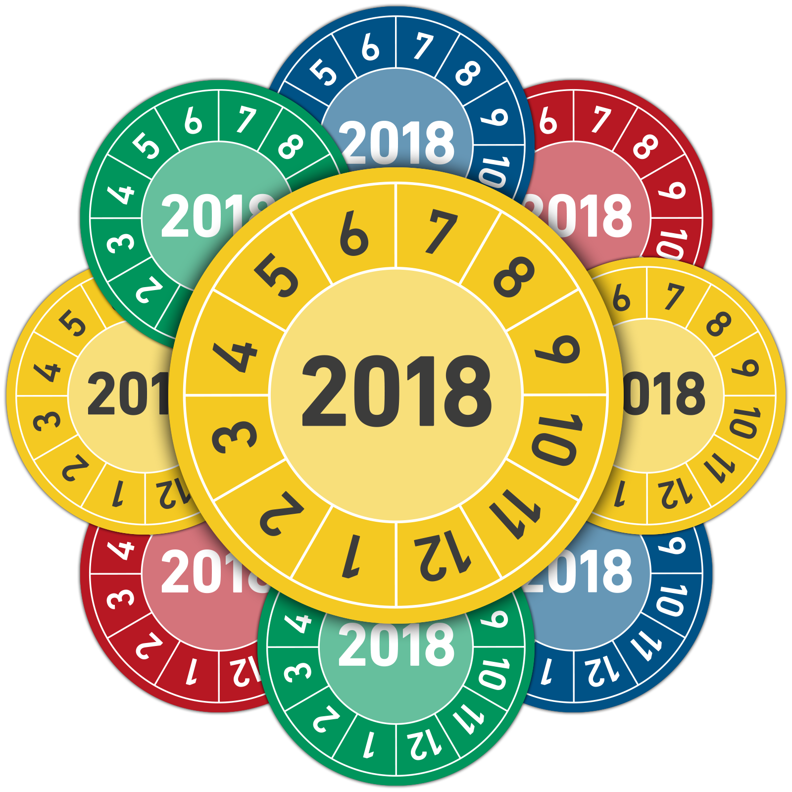 Prüftermin für das Jahr 2018 Jahresprüfplakette Wartungsplakette