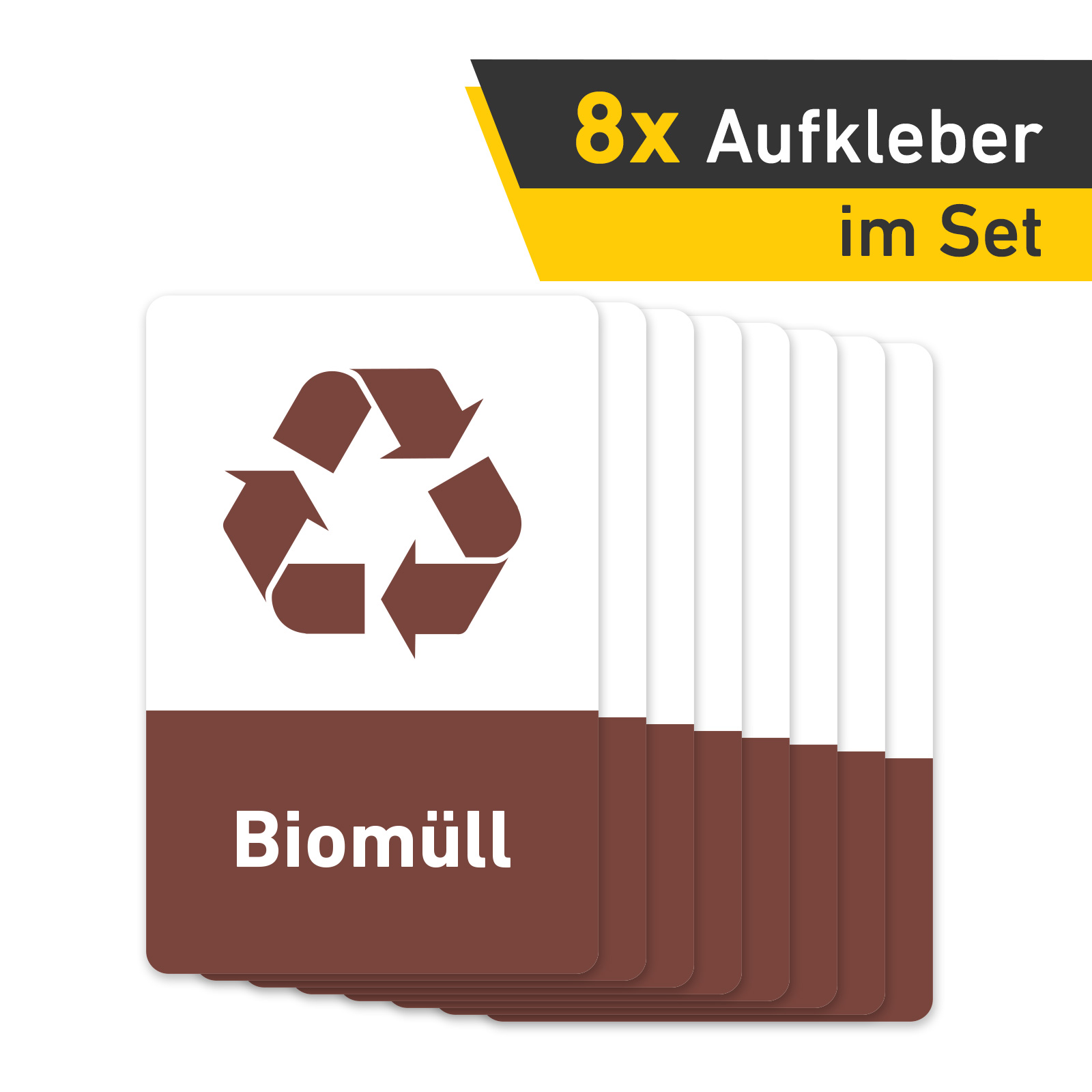 Recycling Aufkleber 8er Set Biomüll Mülltonnen Mülleimer