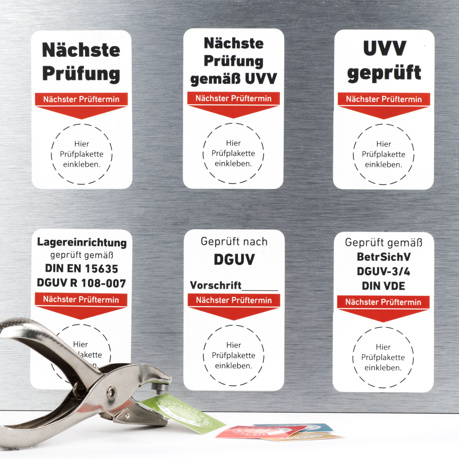 Grundplaketten für Prüfplaketten "UVV geprüft"
